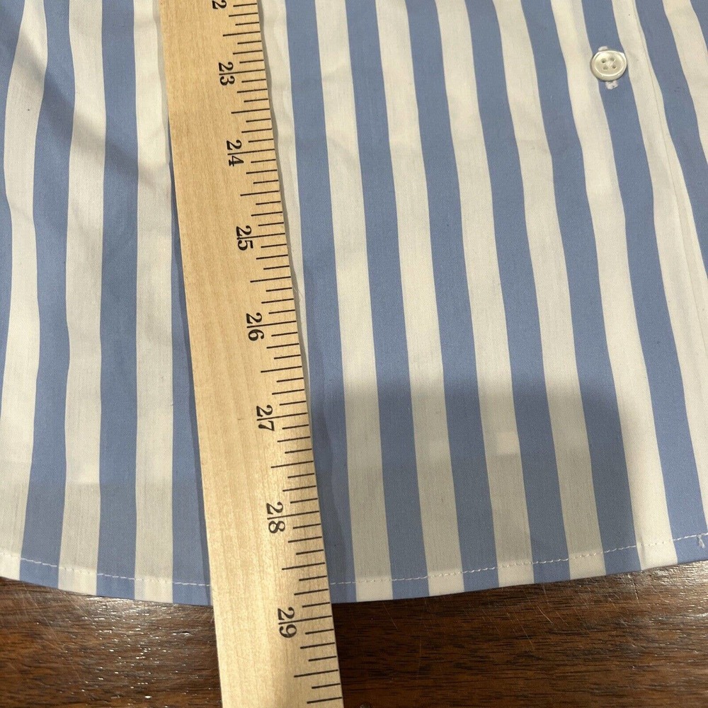 AYR Deep End Blue and White Striped Button-Down Shirt-XL - Picture 7 of 9